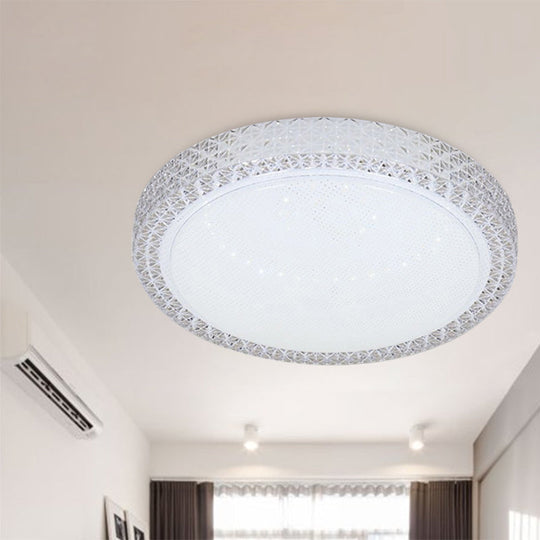 Minimalistic Crystal Bedroom LED Ceiling Light Fixture in White