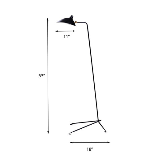 Modern Style 1/3-Light Floor Lamp With Sleek Duckbill Metal Shade - Black Finish Perfect For Living