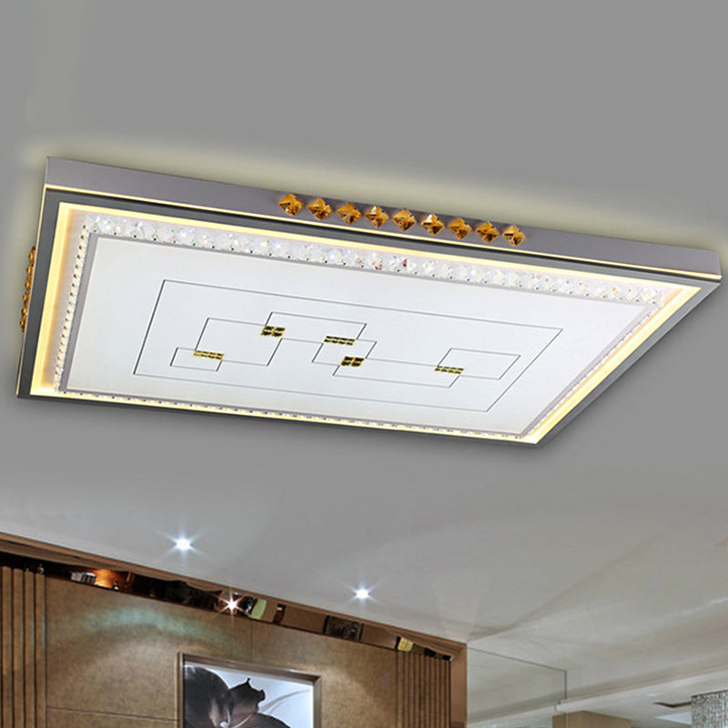 Contemporary LED Ceiling Light - Acrylic White Flush Mount, Remote Control, Stepless Dimming, 3 Color Light Options