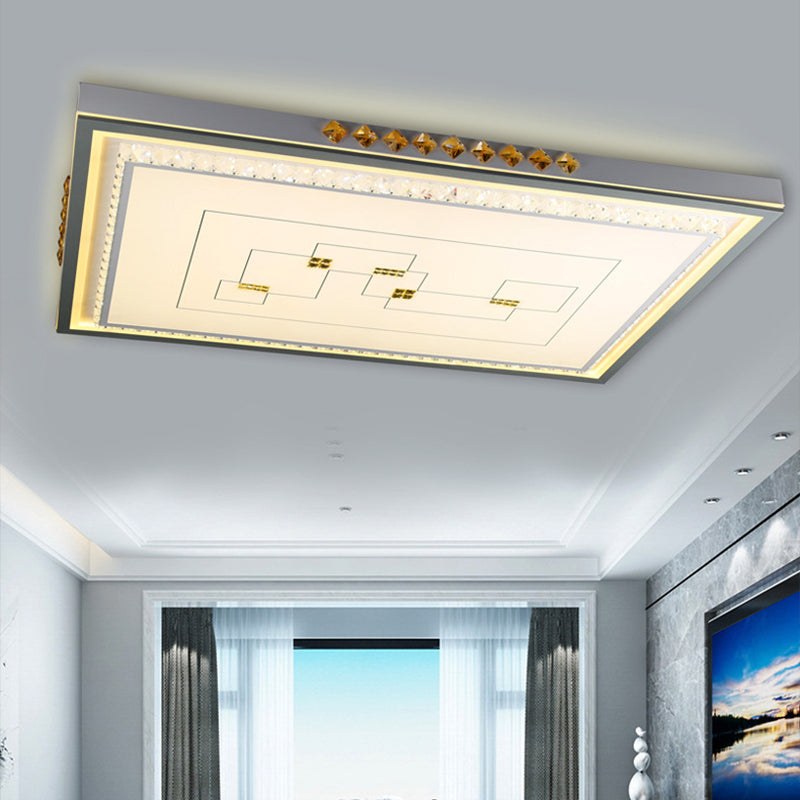 Contemporary LED Ceiling Light - Acrylic White Flush Mount, Remote Control, Stepless Dimming, 3 Color Light Options