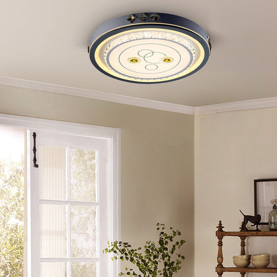 Contemporary LED Ceiling Light - Acrylic White Flush Mount, Remote Control, Stepless Dimming, 3 Color Light Options