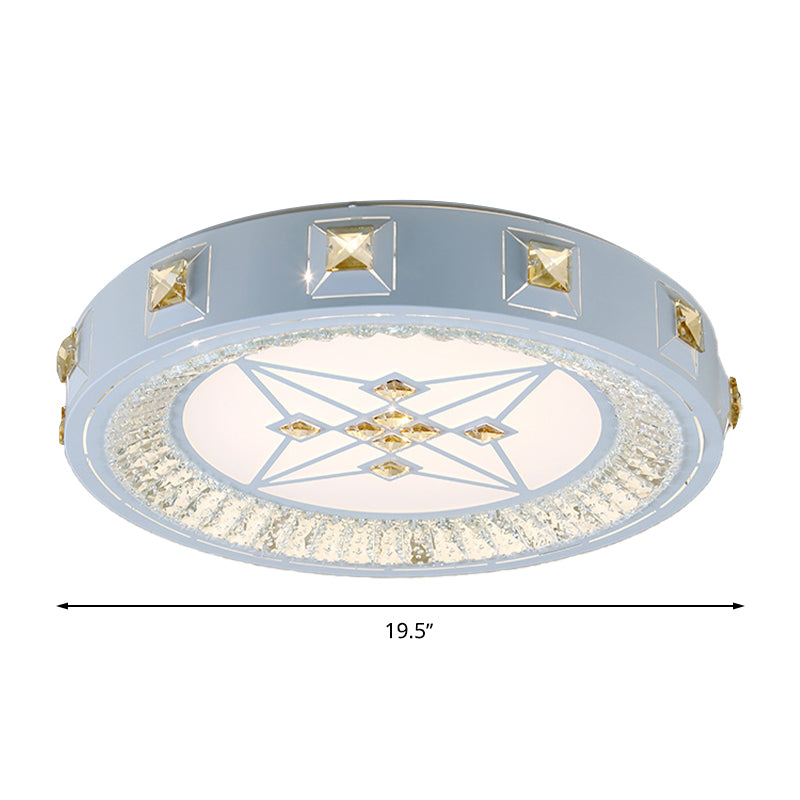 Modern Crystal LED Ceiling Light with Remote Control and Stepless Dimming - White with Stylish Flower/Sun/Rhombus Carvings and 3 Color Options".