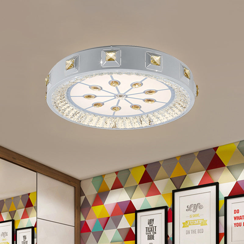Modern Crystal Led Ceiling Light With Remote Control And Stepless Dimming - White Stylish