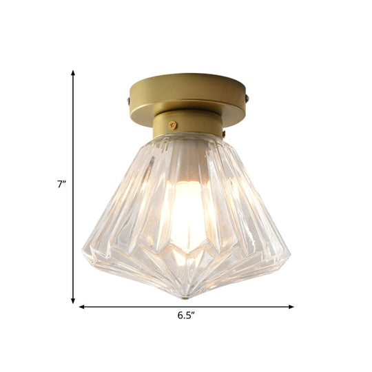 Colonial Clear Glass Scalloped Ceiling Fixture for Kitchen, 6.5"/7" W