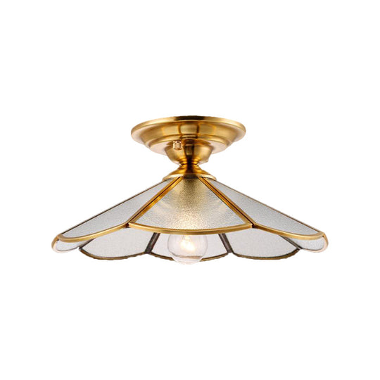 Scalloped Foyer Flush Mount Ceiling Light Fixture with Brass Finish - 12"/16" Diameter