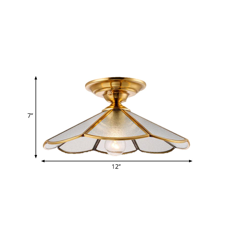 Scalloped Foyer Flush Mount Ceiling Light Fixture with Brass Finish - 12"/16" Diameter