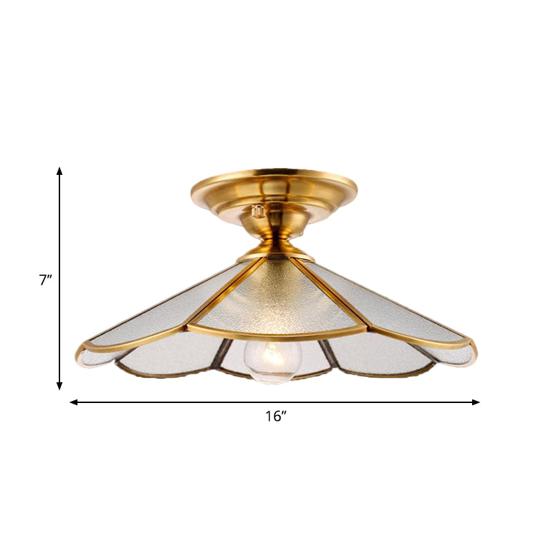 Scalloped Foyer Flush Mount Ceiling Light Fixture with Brass Finish - 12"/16" Diameter
