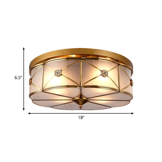 Opal Glass Flush Mount Light with Colonial Brass Finish - Bedroom Ceiling Lighting