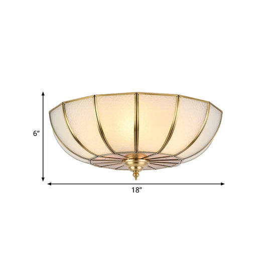 Colonial Sandblasted Glass Brass Flush Mount Lamp with Multiple Heads for Living Room Ceiling