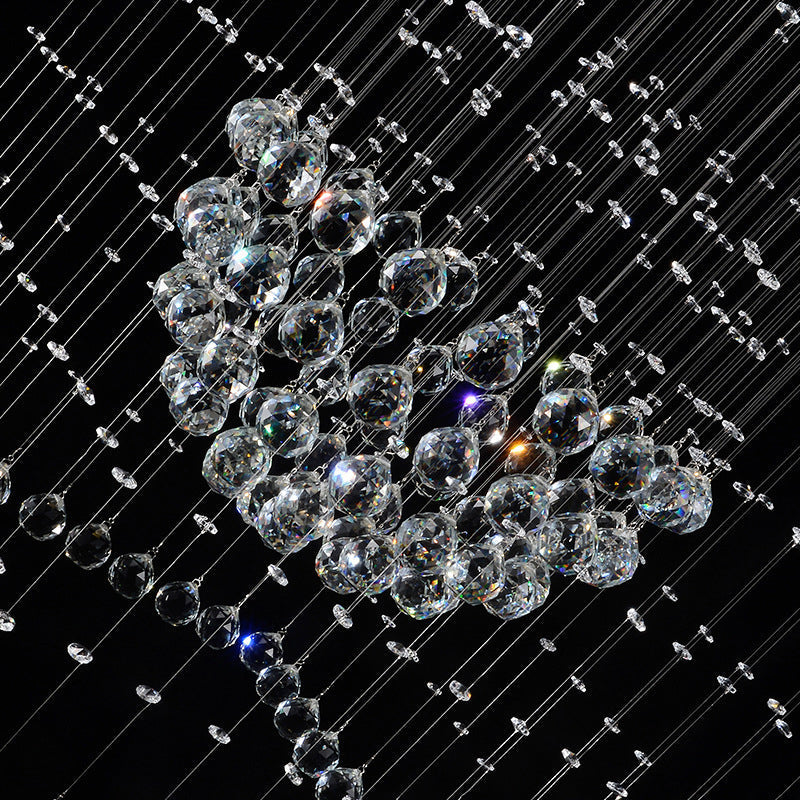 Contemporary Crystal Teardrop Flush Mount with 9 Heads - Nickel Ceiling Lighting