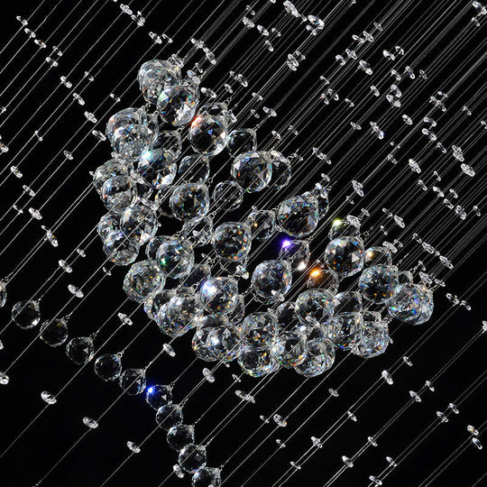 Contemporary Crystal Teardrop Flush Mount with 9 Heads - Nickel Ceiling Lighting