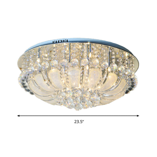 Modern Crystal Round Flush Light - 19.5"/23.5"/31.5" Wide - 6/7/13 Heads - Stainless-Steel Ceiling Mount Fixture