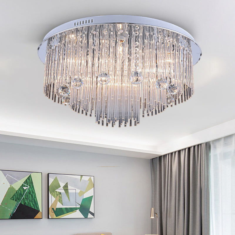 Modern Crystal Flush Mount Ceiling Light Fixture, with Tiered Design and Multiple Head Options