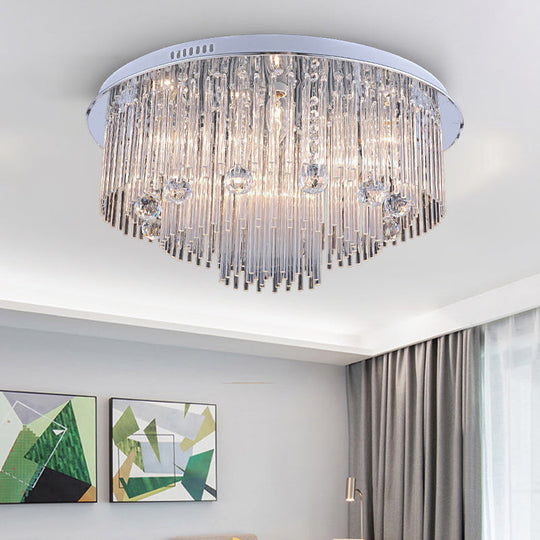 Modern Crystal Flush Mount Ceiling Light Fixture, with Tiered Design and Multiple Head Options