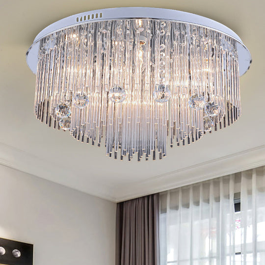 Modern Crystal Flush Mount Ceiling Light Fixture, with Tiered Design and Multiple Head Options