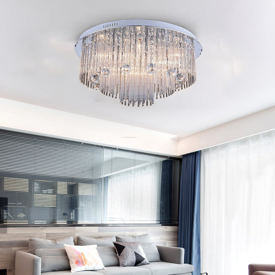 Modern Crystal Flush Mount Ceiling Light Fixture, with Tiered Design and Multiple Head Options
