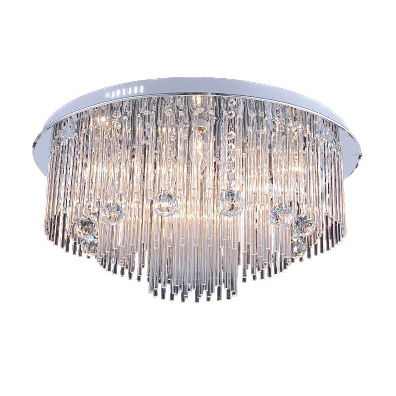 Modern Crystal Flush Mount Ceiling Light Fixture, with Tiered Design and Multiple Head Options