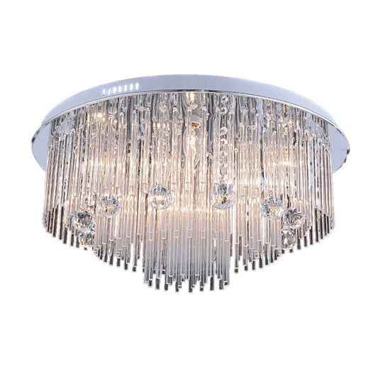 Modern Crystal Flush Mount Ceiling Light Fixture, with Tiered Design and Multiple Head Options