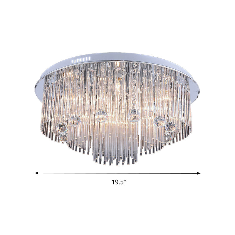 Modern Crystal Flush Mount Ceiling Light Fixture, with Tiered Design and Multiple Head Options