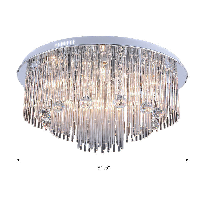 Modern Crystal Flush Mount Ceiling Light Fixture, with Tiered Design and Multiple Head Options