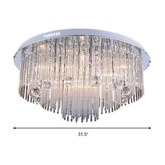 Modern Crystal Flush Mount Ceiling Light Fixture, with Tiered Design and Multiple Head Options