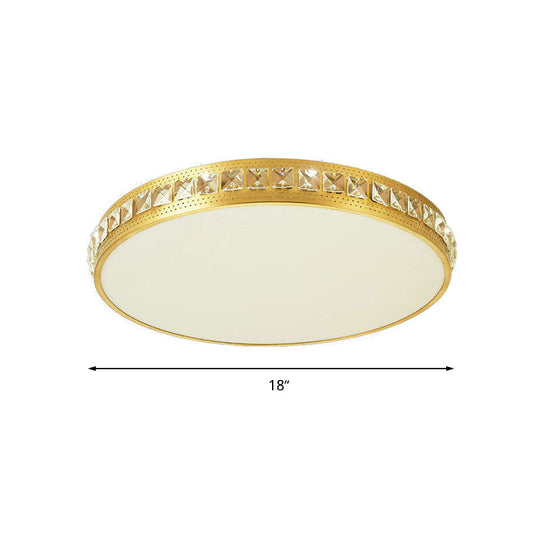Modern Crystal Gold Led Circle Flush Light Ceiling Fixture In 14/18/21.5 Width Warm/White/Natural