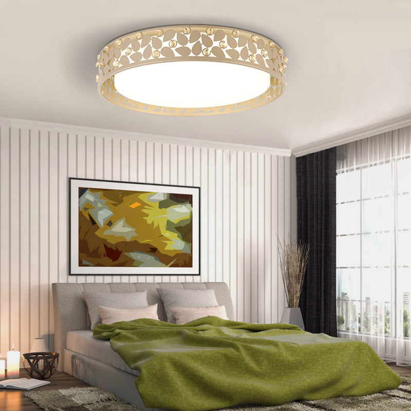 Modern Cylindrical Crystal LED Ceiling Light with Remote Dimming and Color Changing - Perfect for Bedroom