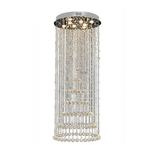 Minimalist Crystal Ball Flush Mount Lighting - 8 Lights In Nickel Finish