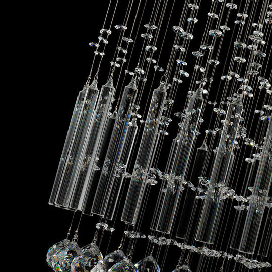 Clear Crystal Conical Flush Mount with 9 Lights - Minimalist White Flush Light for Living Room