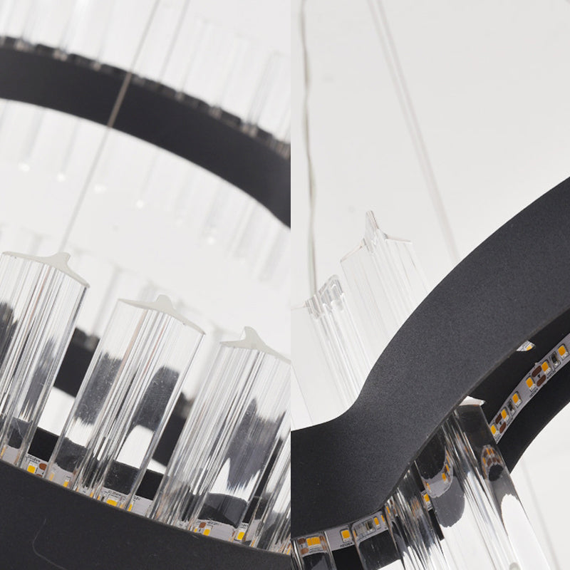 Minimalist Flower Chandelier Crystal Ceiling Light – Black/Gold, 23.5"/31.5" Wide