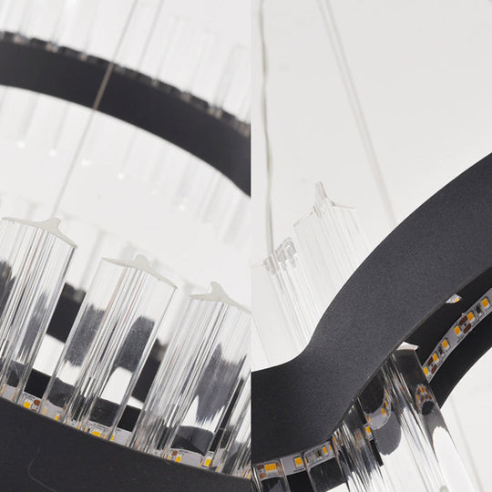 Minimalist Flower Chandelier Crystal Ceiling Light – Black/Gold, 23.5"/31.5" Wide