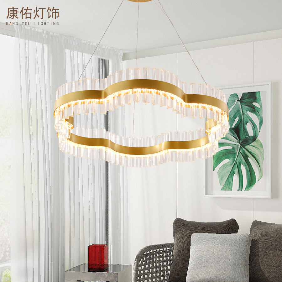 Modern Flower Crystal Ceiling Chandelier - Led Minimalist Hanging Light Kit In Black/Gold (23.5/31.5