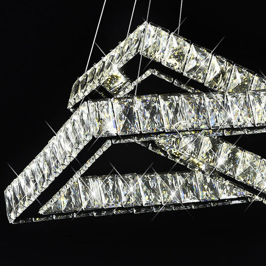 Minimalist Black Crystal Led Rectangle Chandelier For Dining Room Pendant Lighting