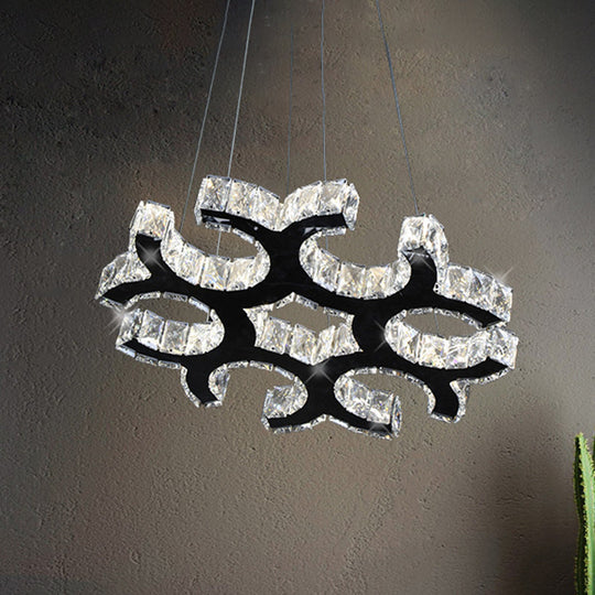 Contemporary Black Crystal LED C-Shaped Ceiling Chandelier - Perfect for Living Room