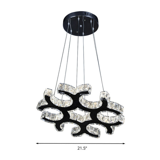 Contemporary Black Crystal LED C-Shaped Ceiling Chandelier - Perfect for Living Room