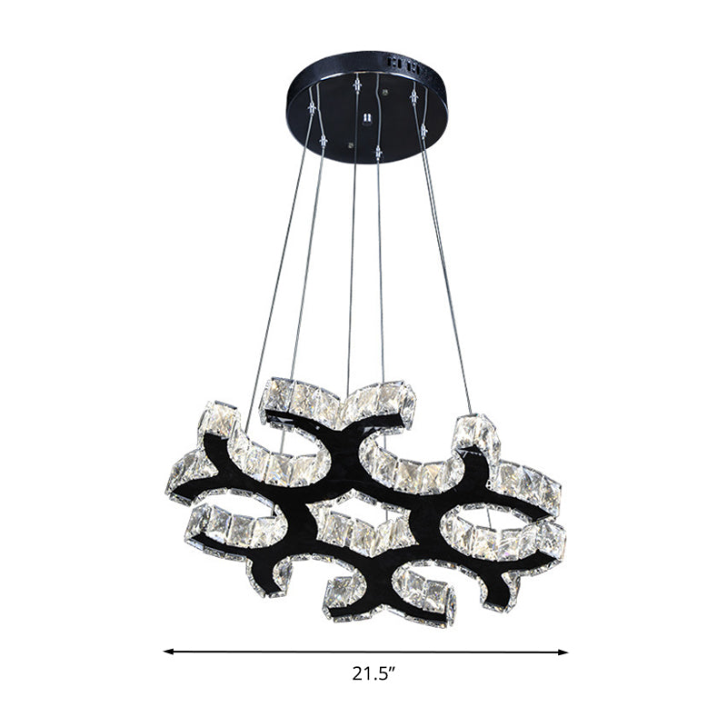 Modern Black C-Shaped Led Crystal Chandelier For Living Room