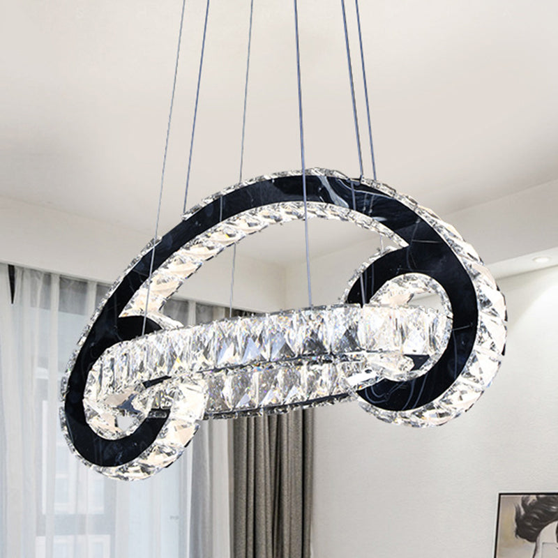 Contemporary Led Car-Shaped Chandelier: Crystal Pendant Lamp In Black