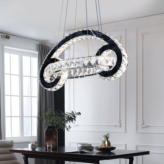 Contemporary Led Car-Shaped Chandelier: Crystal Pendant Lamp In Black