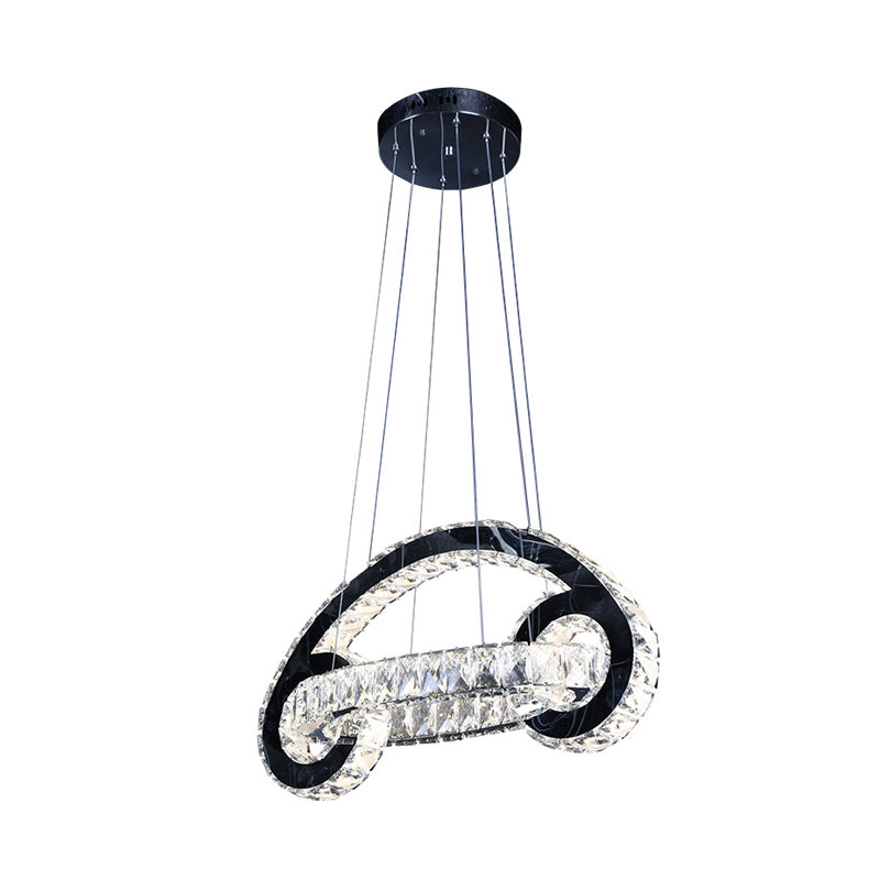 Contemporary Led Car-Shaped Chandelier: Crystal Pendant Lamp In Black