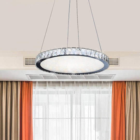 Contemporary LED Crystal Chandelier Pendant Light with Nickel Finish