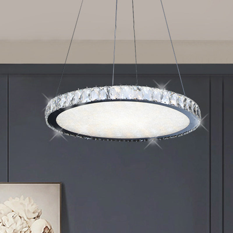 Contemporary LED Crystal Chandelier Pendant Light with Nickel Finish