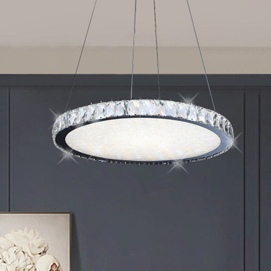 Contemporary LED Crystal Chandelier Pendant Light with Nickel Finish
