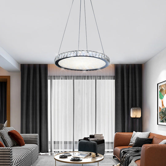 Contemporary LED Crystal Chandelier Pendant Light with Nickel Finish