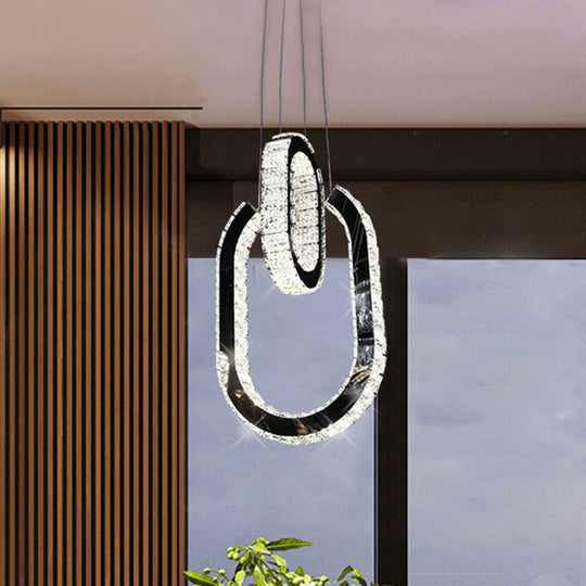 Black LED Minimalist Oval Chandelier Light Fixture - Hanging Lamp Kit