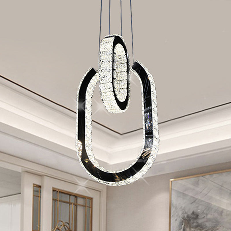 Modern Oval Led Chandelier In Black - Minimalist Hanging Lamp Fixture