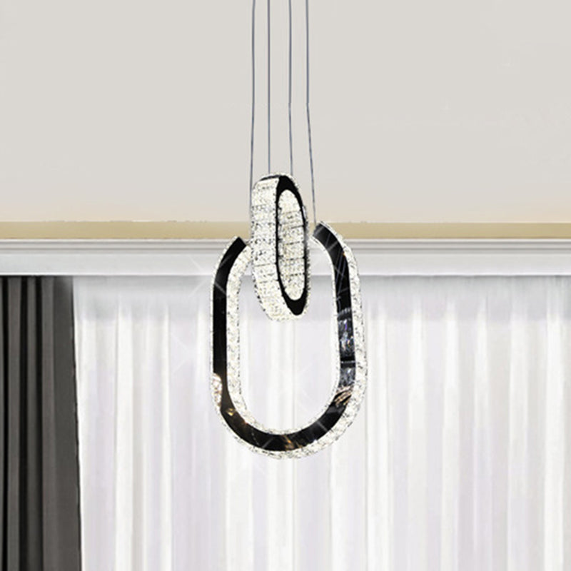 Modern Oval Led Chandelier In Black - Minimalist Hanging Lamp Fixture