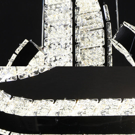 Modern Oval Led Chandelier In Black - Minimalist Hanging Lamp Fixture