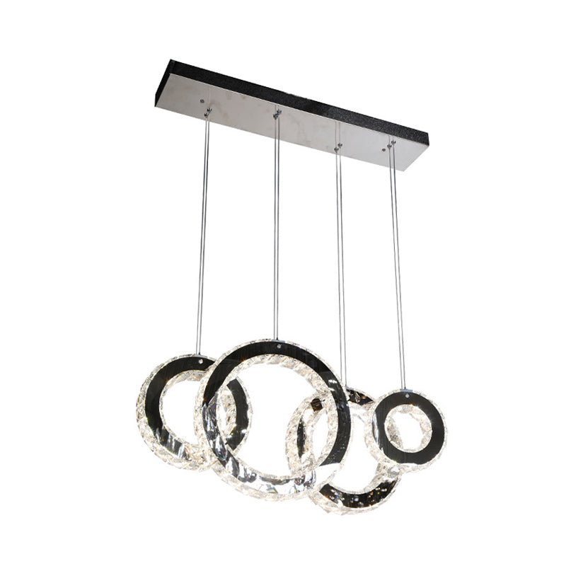 Contemporary LED Crystal Pendant Light - Black Cluster Design for Living Room