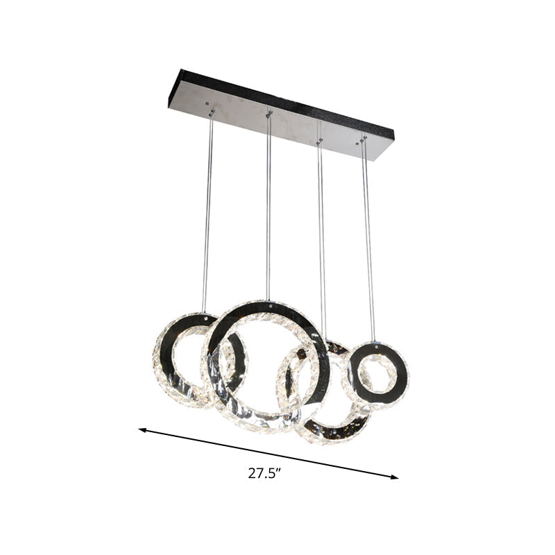 Contemporary LED Crystal Pendant Light - Black Cluster Design for Living Room