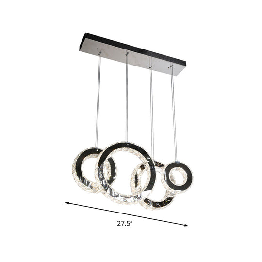 Contemporary LED Crystal Pendant Light - Black Cluster Design for Living Room